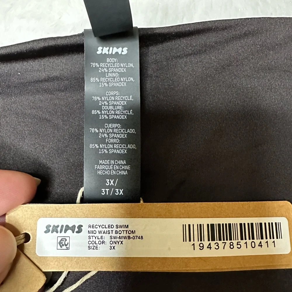 NWT Skims Signature Swim Mid Rise Bikini Bottoms Onyx Women’s 3X